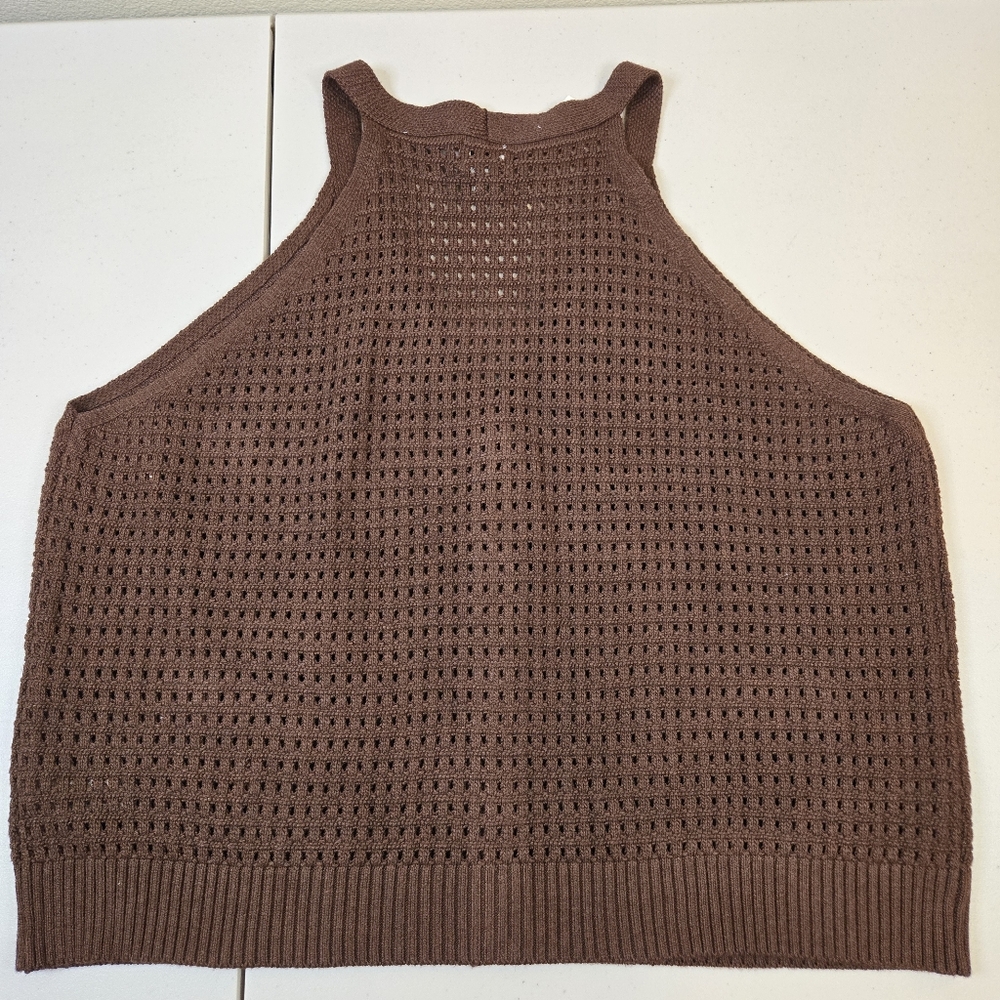 NWT A New Day Chocolate Open Knit Sleeveless Sweater XXL - Picture 10 of 13